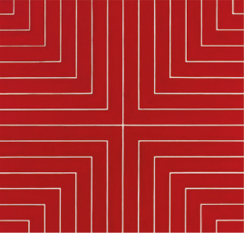 Earrings inspired by Frank Stella’s Delaware painting